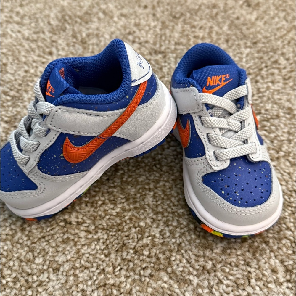 Nike Kids Sneakers in Blue and Gray with Orange Accents